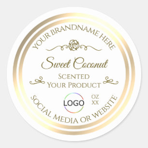 Classy White Product Label Goud Lijst met Logo