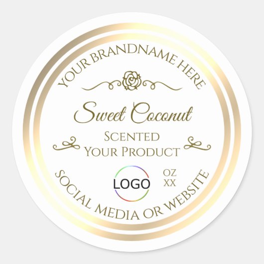 Classy White Product Label Goud Lijst met Logo (Voorkant)