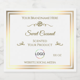 Classy White Product Label Goud Lijst met Logo Likeurfles Etiket