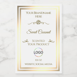 Classy White Product Label Goud Lijst met Logo Voedselcontainer Etiket
