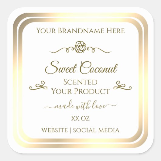Classy White Product Label Goud Lijst Roos (Voorkant)