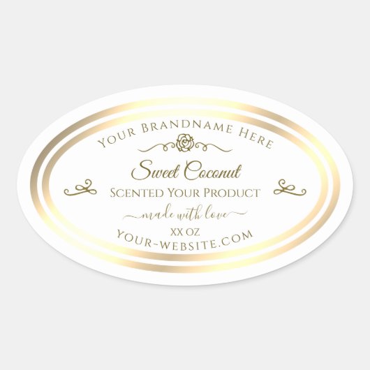 Classy White Product Label Goud Lijst Roos (Voorkant)