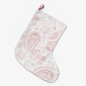 Classy White Rose Gold Glitter Paisley Floral Grote Kerstsok (Voorkant (Hangend))
