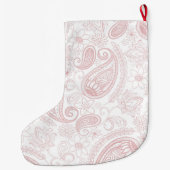 Classy White Rose Gold Glitter Paisley Floral Grote Kerstsok (Achterkant)