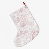 Classy White Rose Gold Glitter Paisley Floral Grote Kerstsok (Achterkant (Hangend))