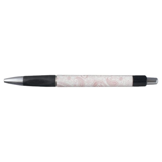 Classy White Rose Gold Glitter Paisley Floral Pen (Voorkant)