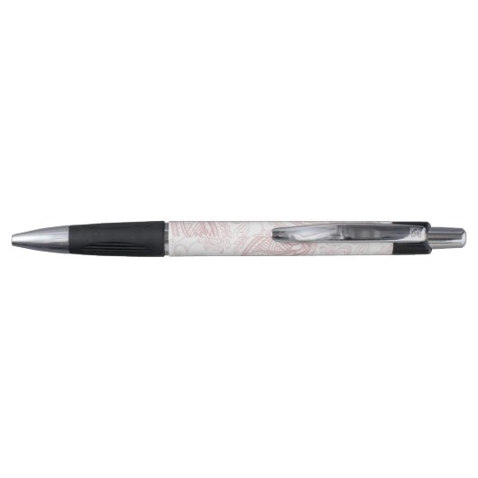 Classy White Rose Gold Glitter Paisley Floral Pen (Achterkant)