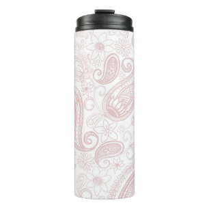 Classy White Rose Gold Glitter Paisley Floral Thermosbeker