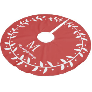 Classy White vinnen Wreath & Family Name Kerstboom Rok