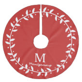 Classy White vinnen Wreath & Family Name Kerstboom Rok (Voorkant)