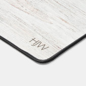 Classy White Wood Grain met Initialen Bureaumat (Hoek)