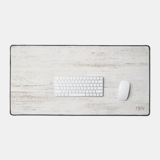 Classy White Wood Grain met Initialen Bureaumat (Keyboard & Muis)