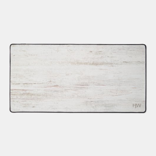 Classy White Wood Grain met Initialen Bureaumat (Voorkant)