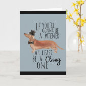 Classy Wiener Dog Waterverf Kaart (Gele Bloem)