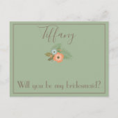 Classy Wil je mijn bruidsmeisje bloemen zijn? Briefkaart (Voorkant)