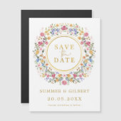 Classy Wildflower Garden Wreath Save the Date (Voorkant / Achterkant)