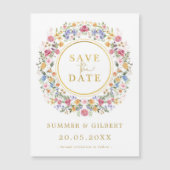 Classy Wildflower Garden Wreath Save the Date (Voorkant)