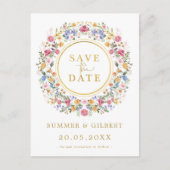 Classy Wildflower Garden Wreath Save the Date Aankondigingskaart (Voorkant)