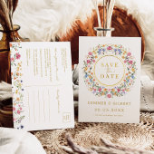 Classy Wildflower Garden Wreath Save the Date Aankondigingskaart