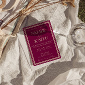 Classy Wine Dusty Rose Old Money Retro Wedding Kaart