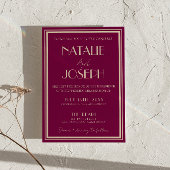 Classy Wine Old Money Retro Photo QR Code Wedding Kaart