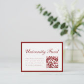 Classy Wine Red University Fund QR Code Graduation Informatiekaartje (Staand voorkant)