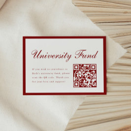 Classy Wine Red University Fund QR Code Graduation Informatiekaartje