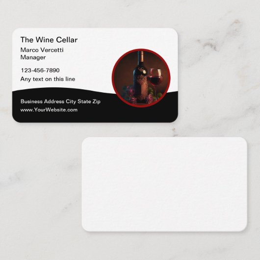 Classy Wine Theme Moderne Visitekaartjes (Voorkant / Achterkant)