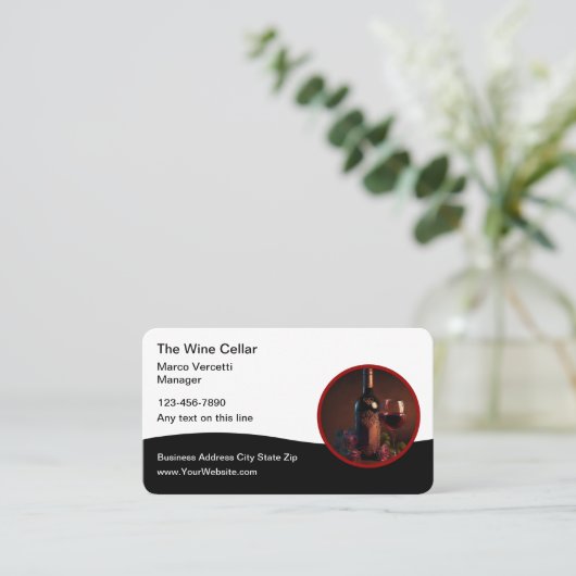 Classy Wine Theme Moderne Visitekaartjes (Staand voorkant)