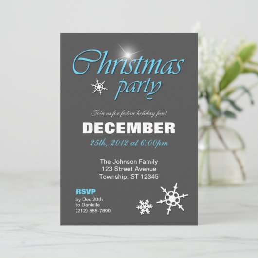 Classy Winter Blauw Kerstfeest Uitnodigingen (Staand voorkant)