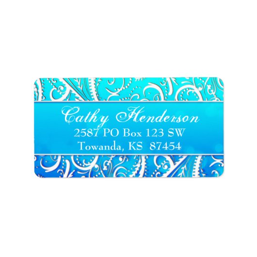 Classy Winter Blue Bloeit Adreslabel Etiket (Voorkant)