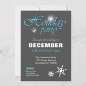 Classy Winter met Blue Holiday Party Uitnodigingen (Voorkant)