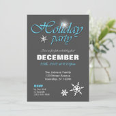 Classy Winter met Blue Holiday Party Uitnodigingen (Staand voorkant)