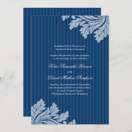 Classy Winter Wedding Invitation Kaart (Voorkant / Achterkant)