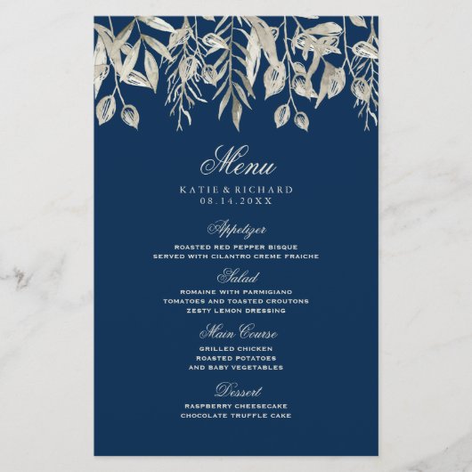 Classy Winter Wedding Wedding Menu (Voorkant)