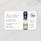 Classy Wit Blauw Zilver Decor Juwelen en Logo Visitekaartje (Achterkant)