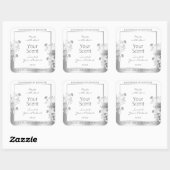 Classy Wit Bloemen Product Verpakking Label Zilver (Vel)