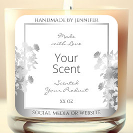 Classy Wit Bloemen Product Verpakking Label Zilver