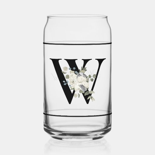 Classy wit bloemendecoratief Initiaal W Blikvorm Glas (Voorkant)
