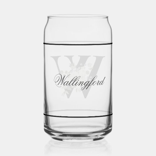 Classy wit bloemendecoratief Initiaal W Blikvorm Glas (Achterkant)