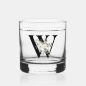 Classy wit bloemendecoratief Initiaal W Whisky Glas (Voorkant)