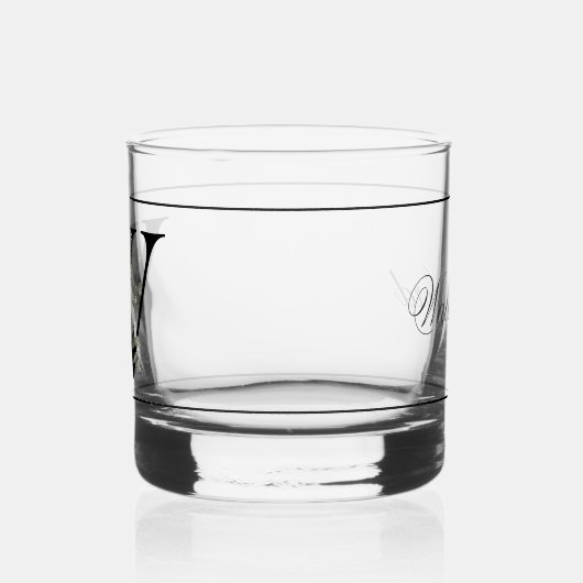 Classy wit bloemendecoratief Initiaal W Whisky Glas (Links)