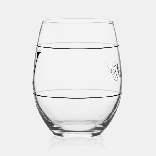 Classy wit bloemendecoratief Initiaal W Wijnglas Zonder Voet (Links)