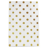 Classy wit en goud glitter polka dots medium cadeauzakje (Voorkant)