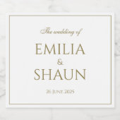 Classy Wit en Goud Mousserende Wijn Label Sparkling Wijnetiket (Enkel label)