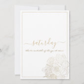 Classy wit en gouden rozen bloemenbruiloft kaart (Achterkant)