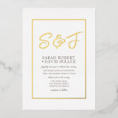 Classy Wit Goud Lijst Foto Folie Uitnodiging (Voorkant)