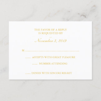 Classy Wit & Goud RSVP Kaartje