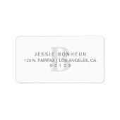 Classy wit & lichtgrijs retouradres etiket (Voorkant)