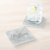 Classy wit marmer gepersonaliseerde bruidsmeisjes glazen onderzetter (Schuin)